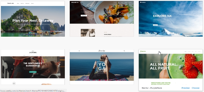 Weeblys' selection of business templates