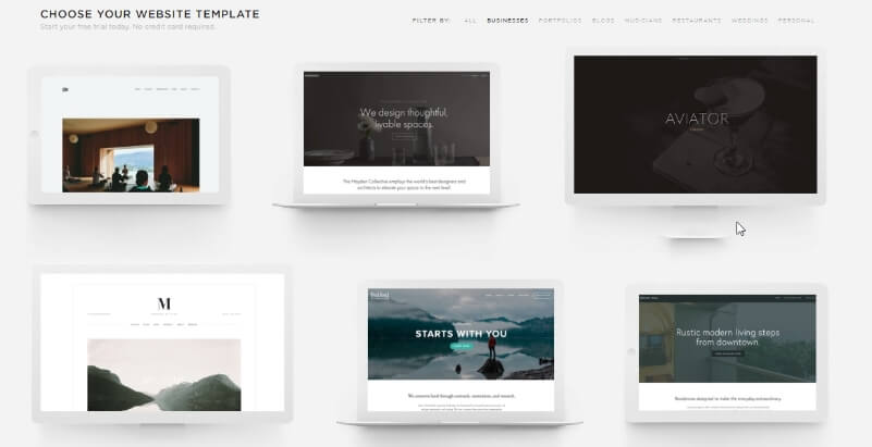 A small selection of templates from the business section