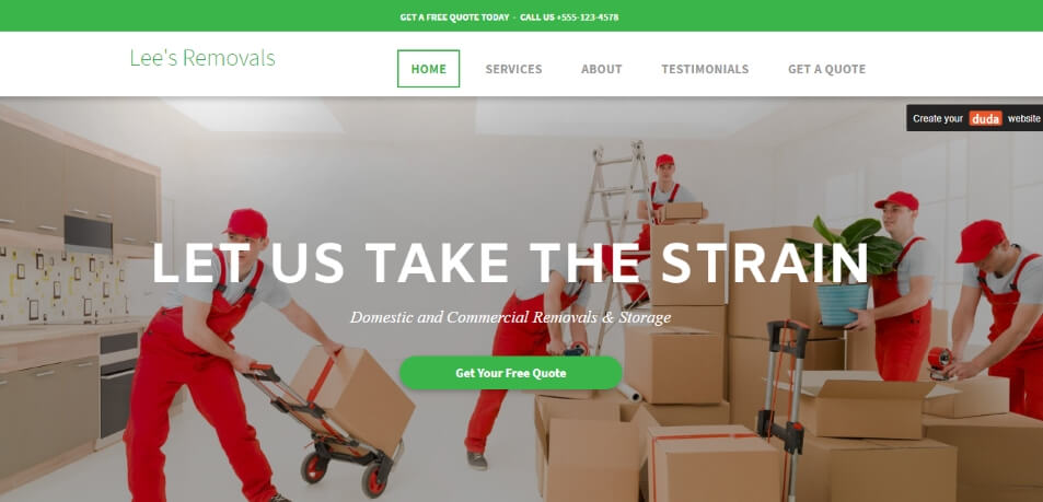 A sample website for a fictional removal company