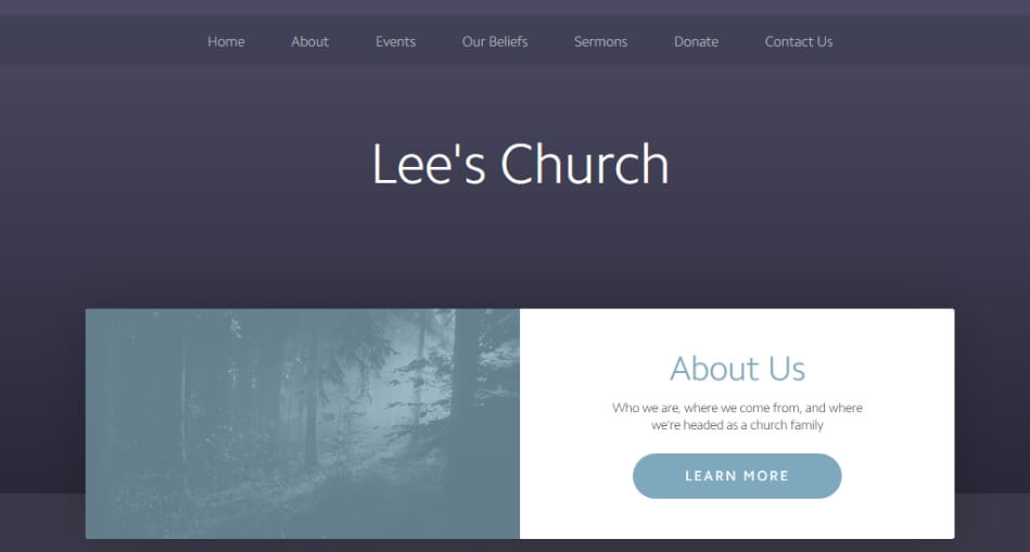 A snapshot of my homepage of my test site created with Nucleus